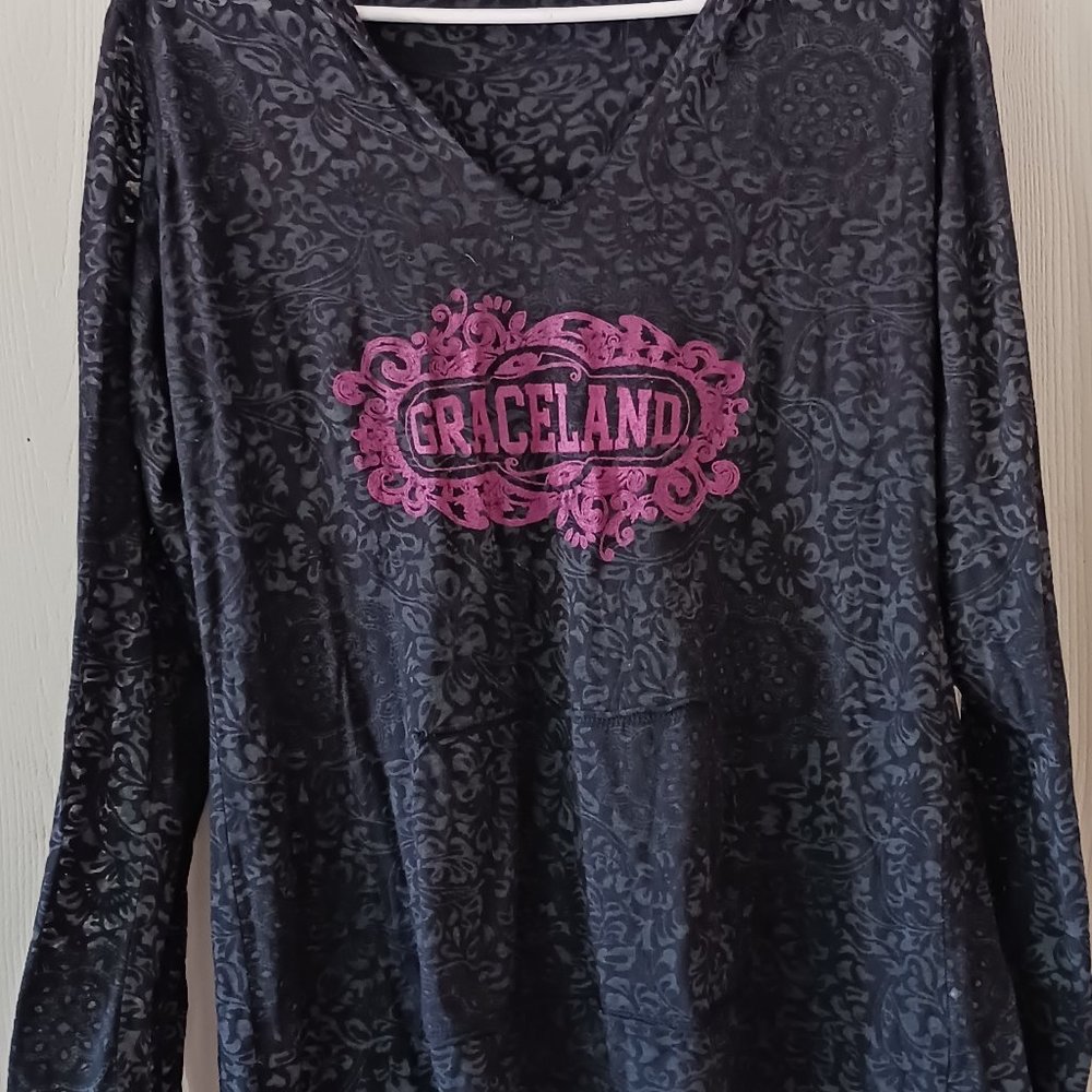 GRACELAND LACE STYLE FITTED‎ HOODIE TOP XL